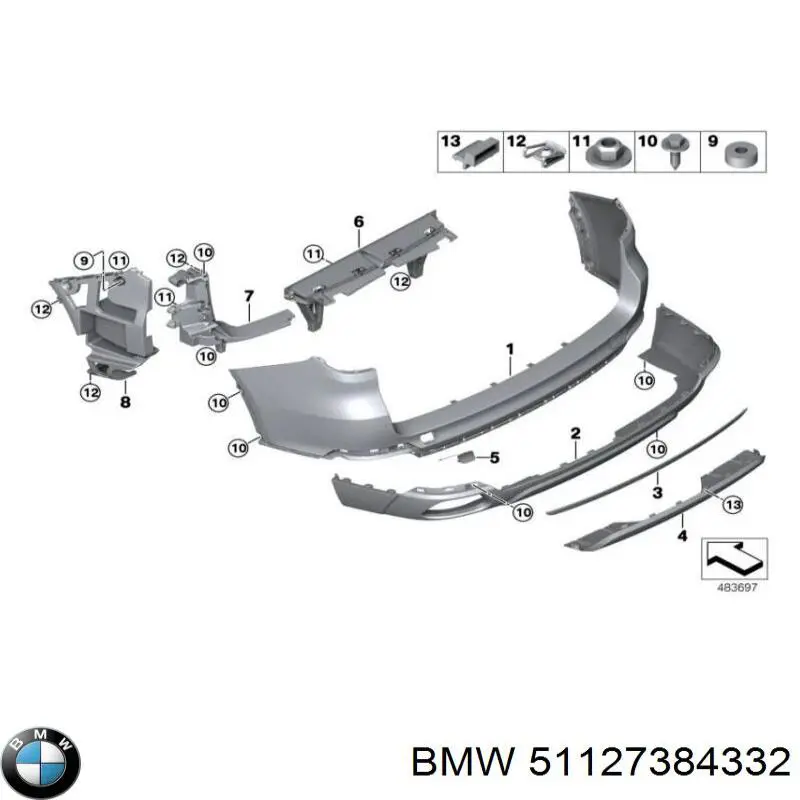 51127384332 BMW Бампер задній, нижня частина