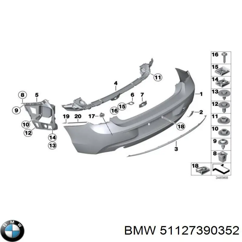 51127390352 BMW Буфер (бампер) задній