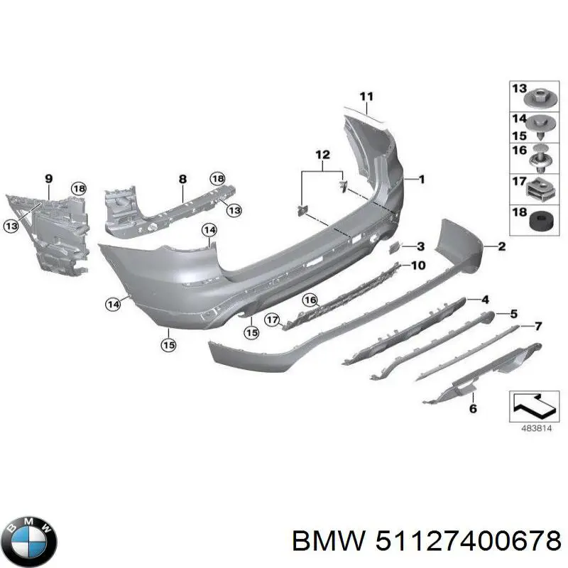 Накладка бампера заднього, центральна BMW 51127400678 ціна, від 62.15 USD