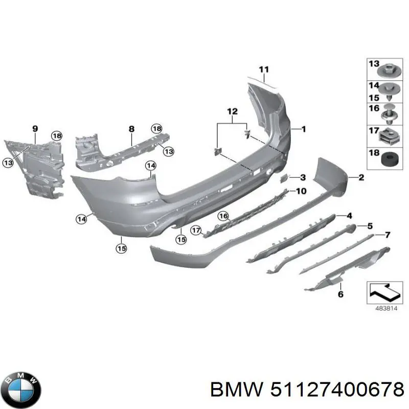 51127400678 BMW Накладка бампера заднього, центральна