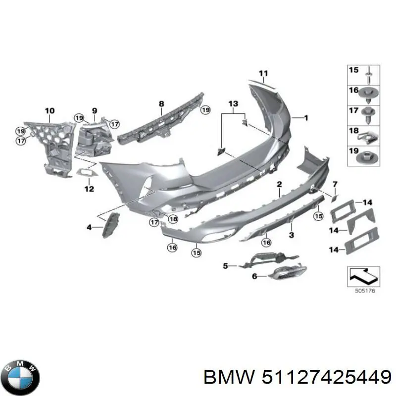 51127425449 BMW Кронштейн бампера заднього, центральний