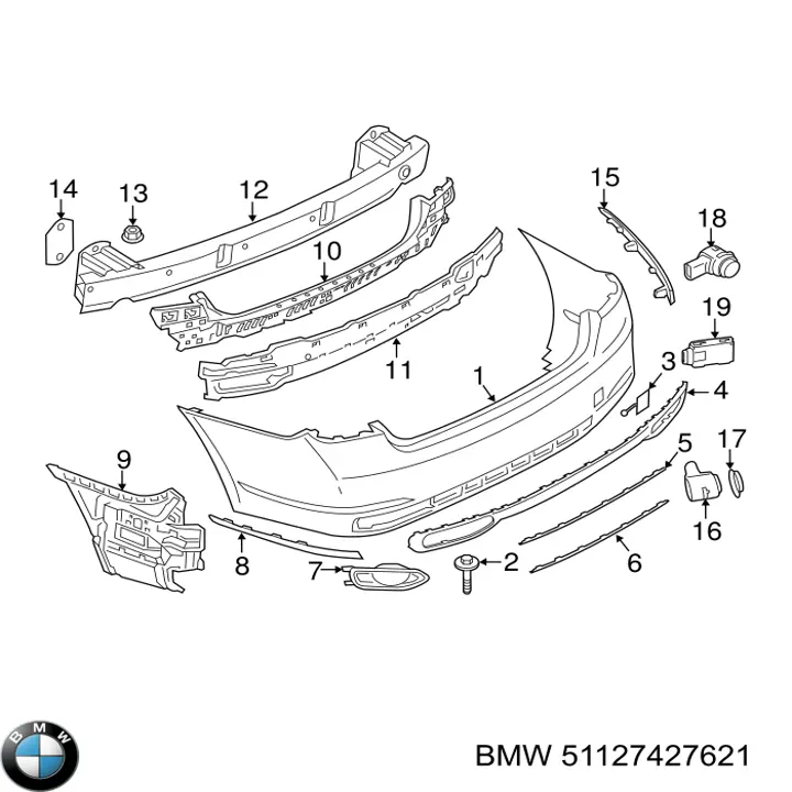 Кожух бампера заднього BMW 51127427621 ціна, від 356.37 USD