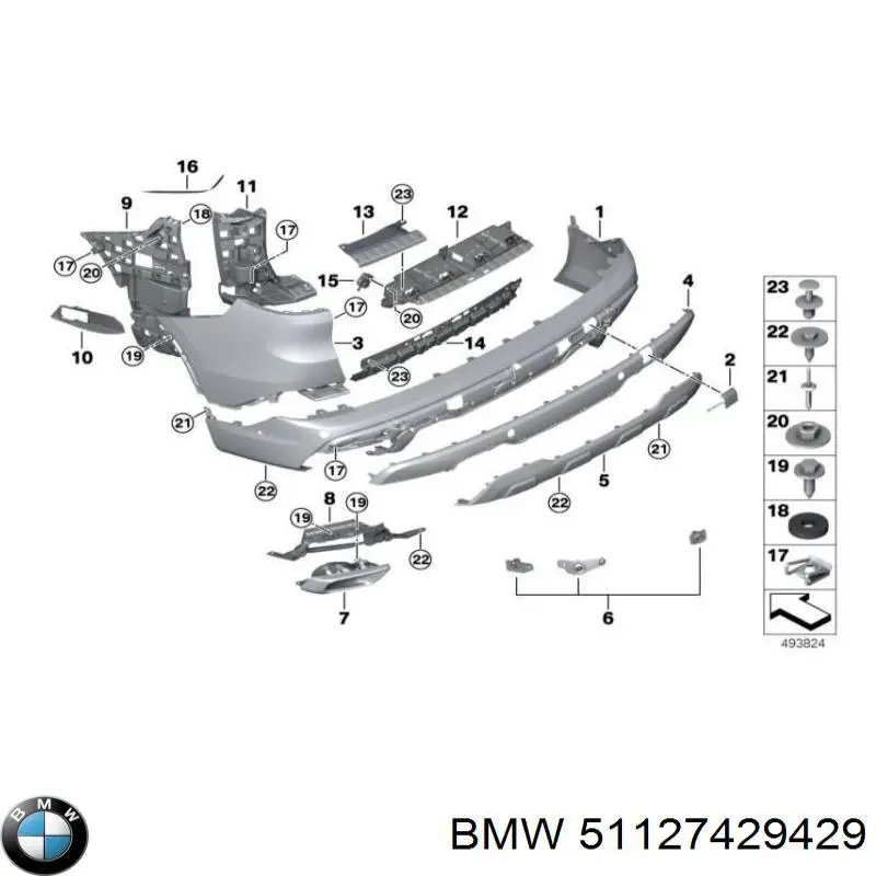 51127429429 BMW Кронштейн бампера заднього, центральний