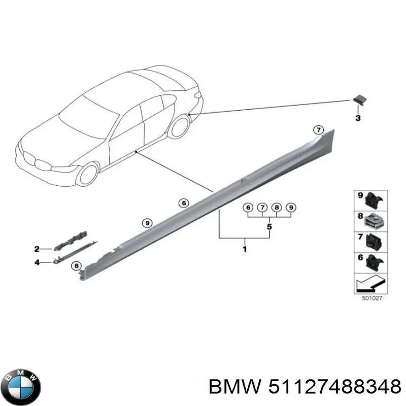 Пістон (кліп) кріплення накладок порогів BMW 51127488348 ціна, від 2.90 USD