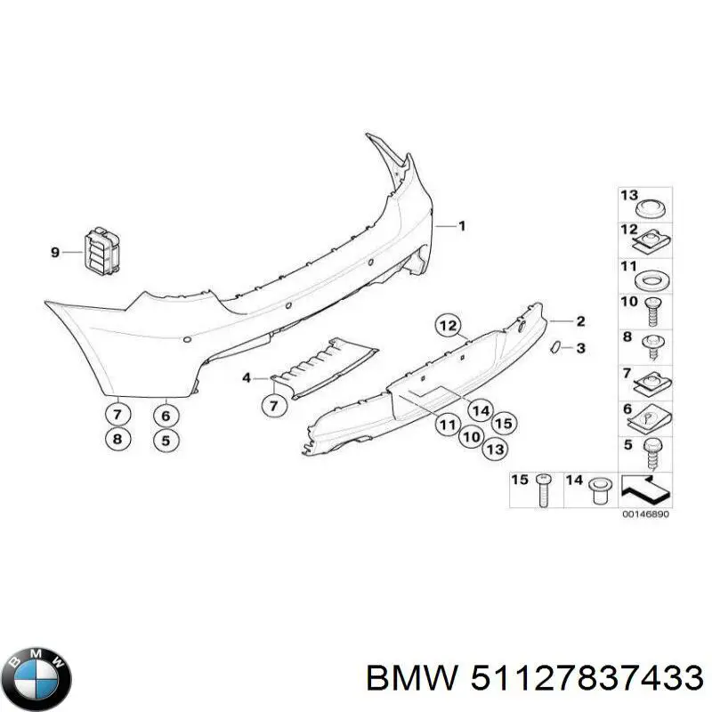 Кожух бампера заднього BMW 51127837433 ціна, від 592.85 USD