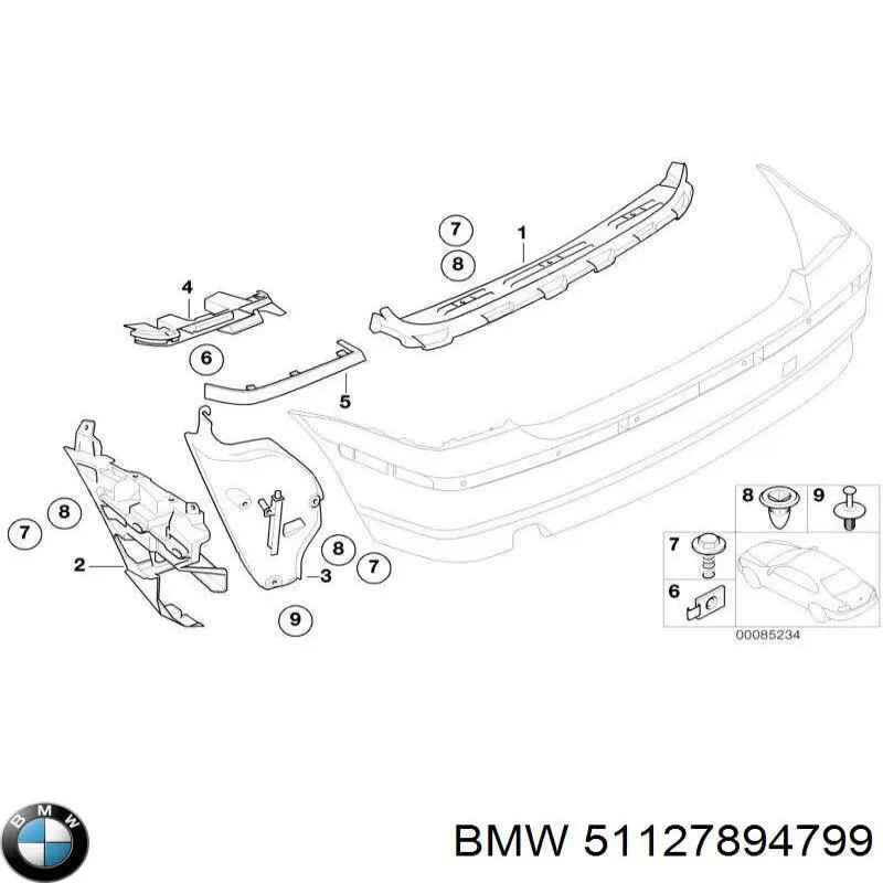 Направляюча заднього бампера, ліва BMW 51127894799 ціна, від 44.78 USD
