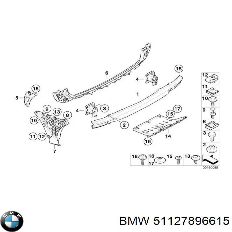 Напрямна заднього бампера, ліва BMW 51127896615