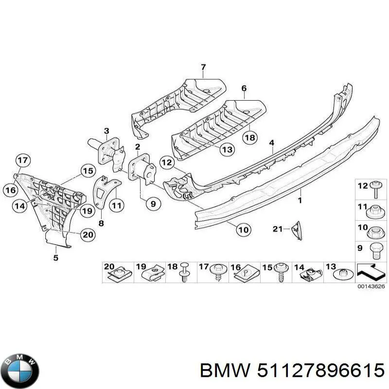 51127896615 BMW Направляюча заднього бампера, ліва