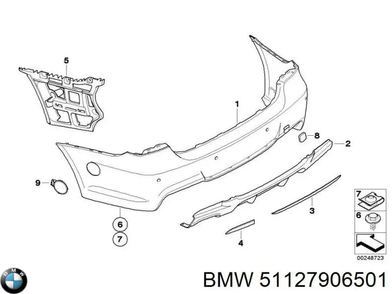 Кожух бампера заднього BMW 51127906501 ціна, від 801.11 USD