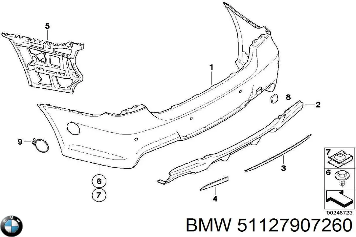 Направляюча заднього бампера, права BMW 51127907260 ціна, від 55.56 USD