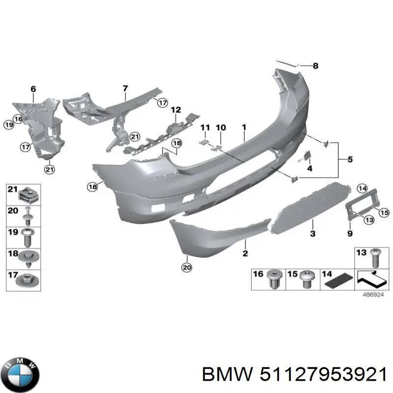 Кожух бампера заднього BMW 51127953921 ціна, від 821.51 USD