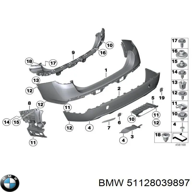 Кожух бампера заднього BMW 51128039897 ціна, від 97.22 USD