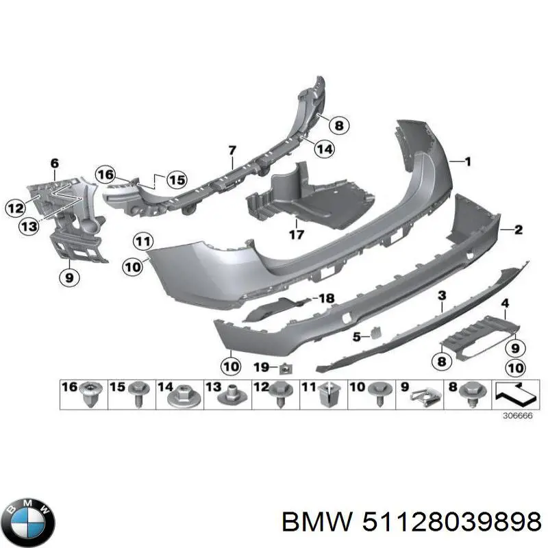 Кожух бампера заднього BMW 51128039898 ціна, від 203.24 USD