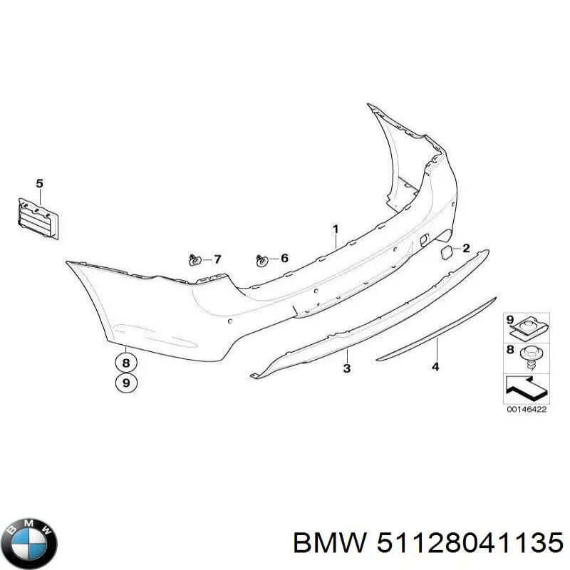 Заглушка бампера буксирувального гака, передня 51128041135 BMW