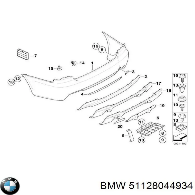 51128044934 BMW Буфер (бампер) задній