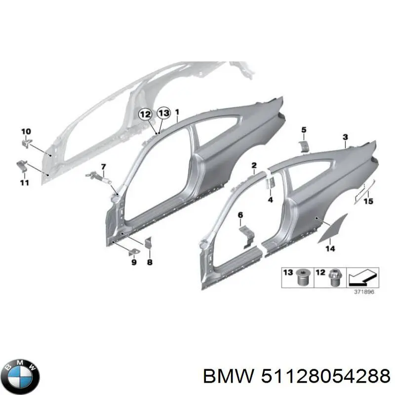 Кронштейн бампера заднього, правий 51128054288 BMW