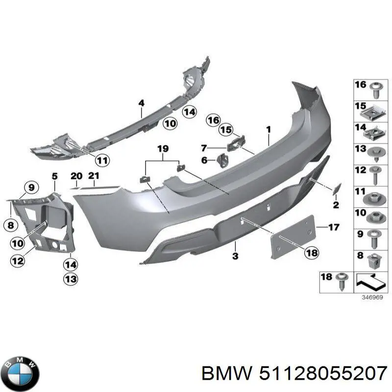 Бампер задній 51128055207 BMW