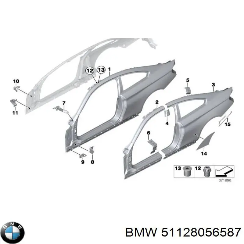 Решітка переднього бампера, ліва 51128056587 BMW