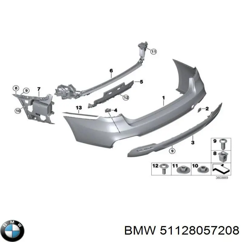 51128057208 BMW Напрямна заднього бампера, права