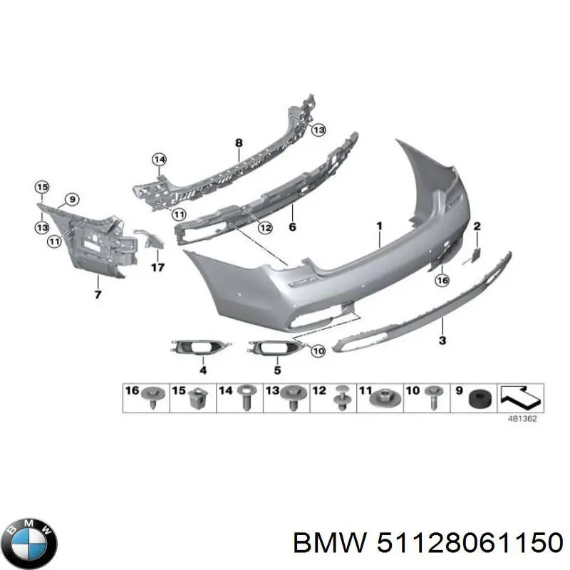 Бампер задній, нижня частина BMW 51128061150 ціна, від 125.69 USD