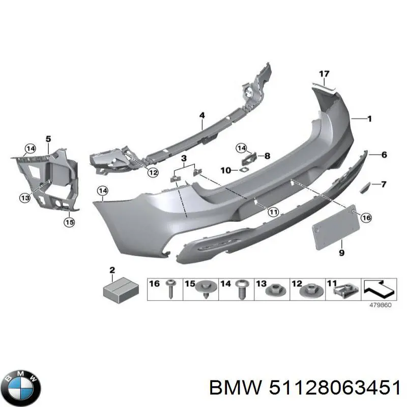 Купити 51128063451 BMW Направляюча заднього бампера, ліва