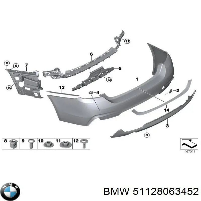 Направляюча заднього бампера, права BMW 51128063452 ціна, від 41.17 USD