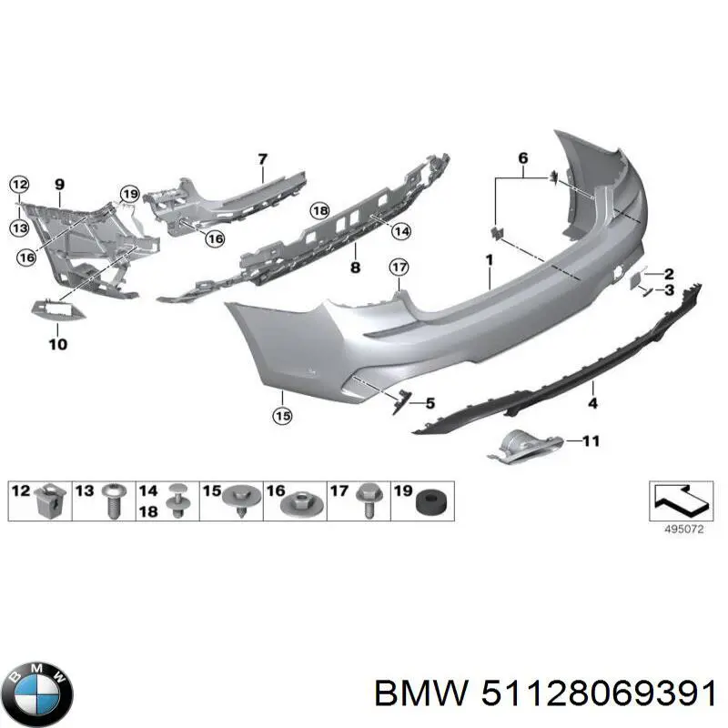 51128069391 BMW Бампер задній, нижня частина