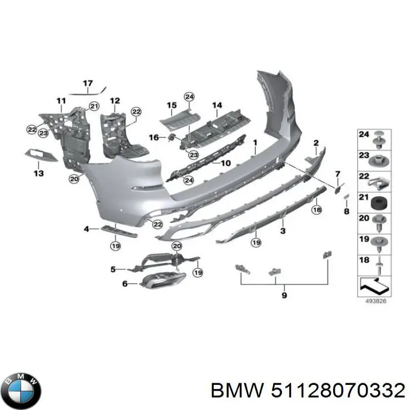 Купити 51128070332 BMW Кронштейн бампера заднього, центральний