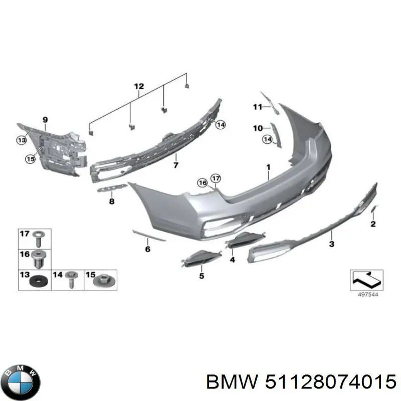51128074015 BMW Кронштейн бампера заднього, центральний