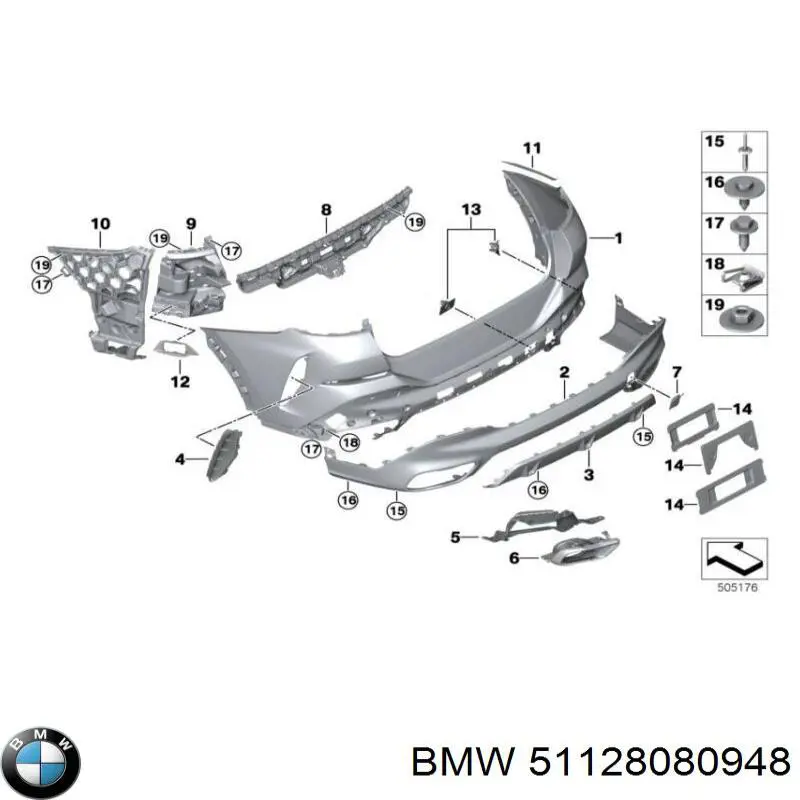 Бампер задній, нижня частина BMW 51128080948 ціна, від 434.60 USD
