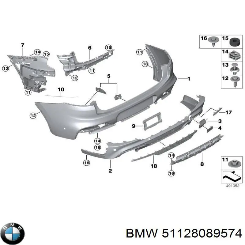 Купити 8089574 BMW Направляюча заднього бампера, права
