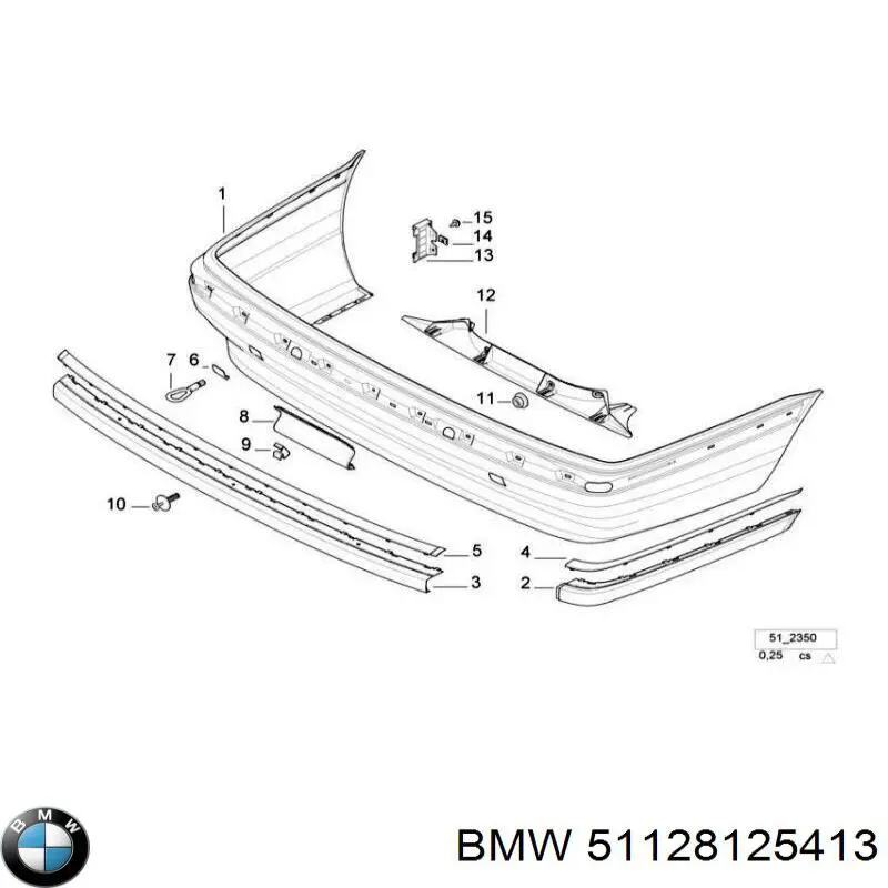 Купити 51128125413 BMW Накладка бампера заднього, центральна