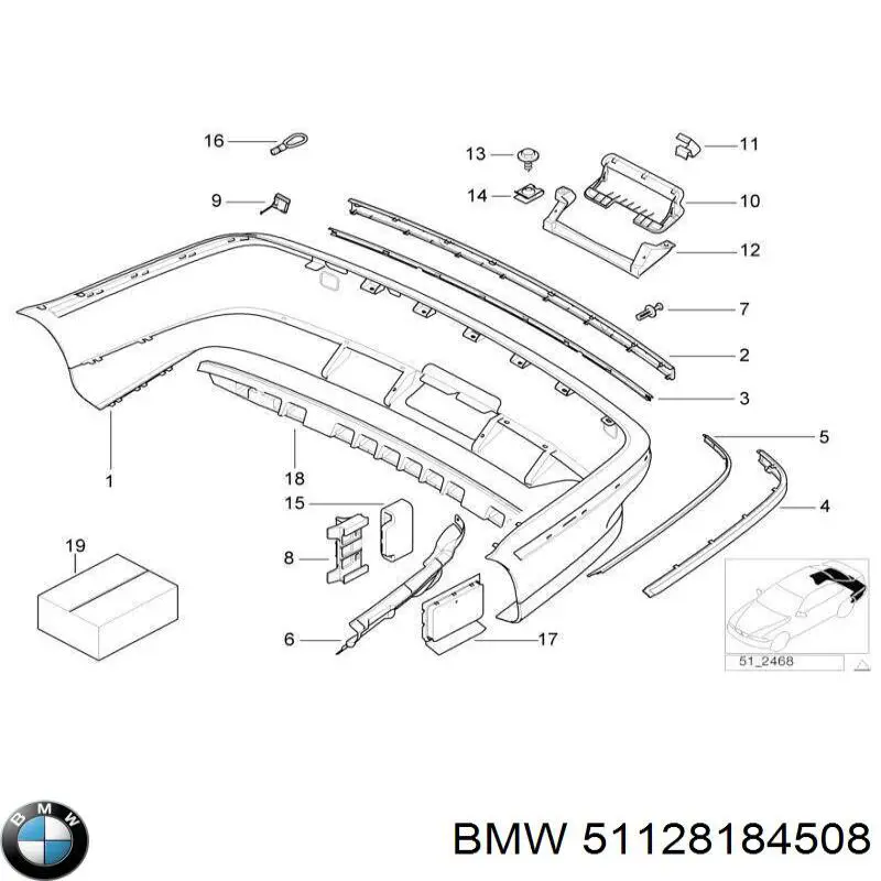 Накладка бампера заднього, права 51128184508 BMW