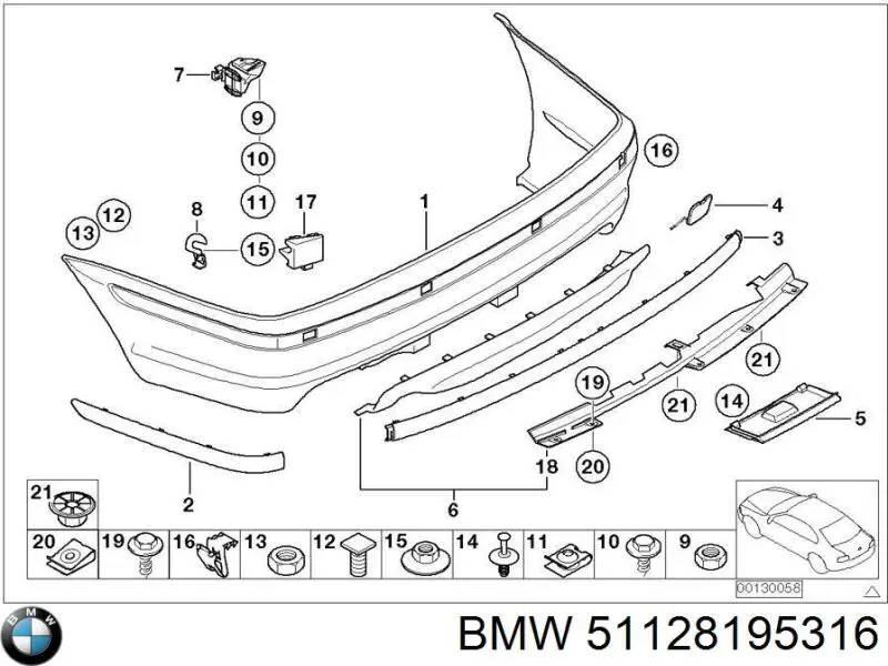 Молдинг заднього бампера, правий BMW 51128195316 ціна, від 10.45 USD