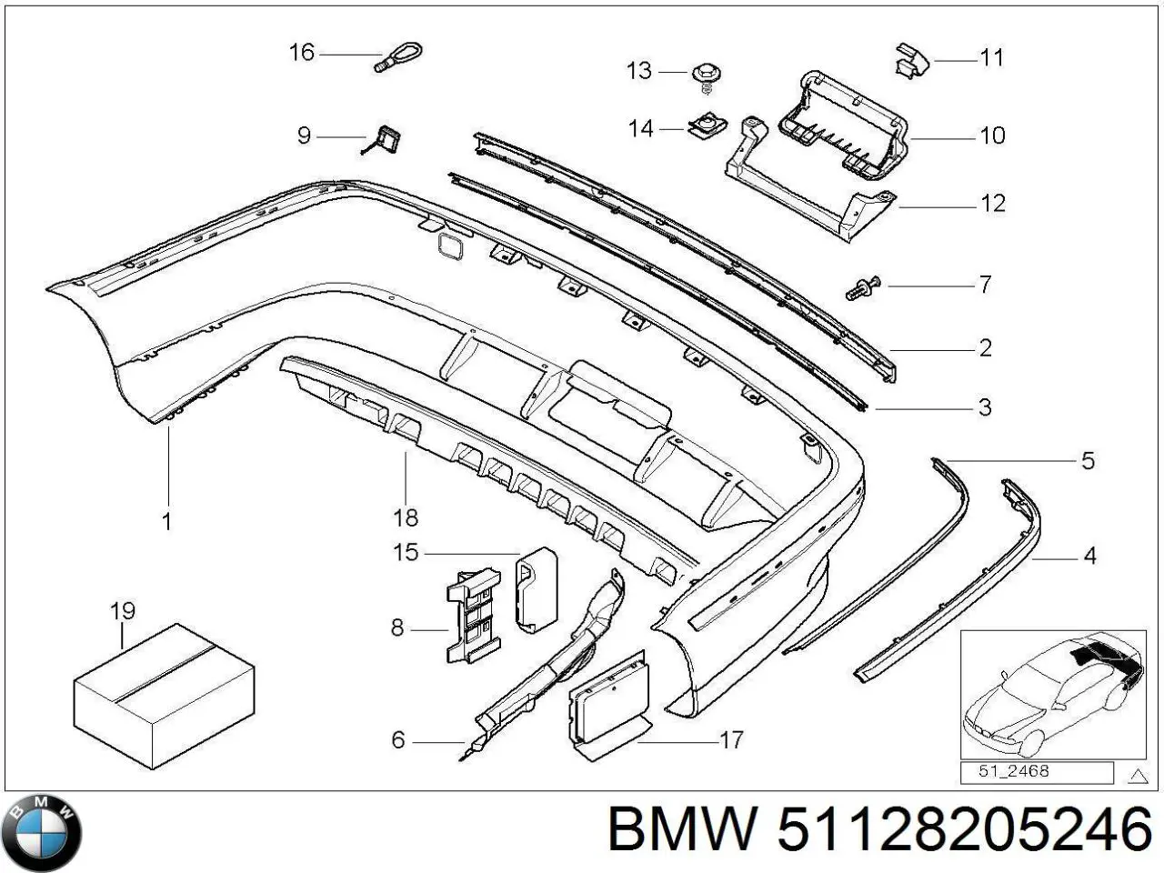 51128205246 BMW Накладка бампера заднього, центральна