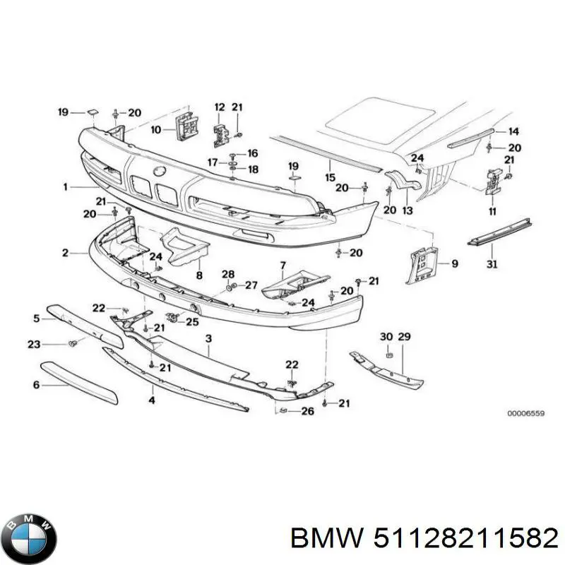 Купити 51128211582 BMW Накладка бампера заднього, права