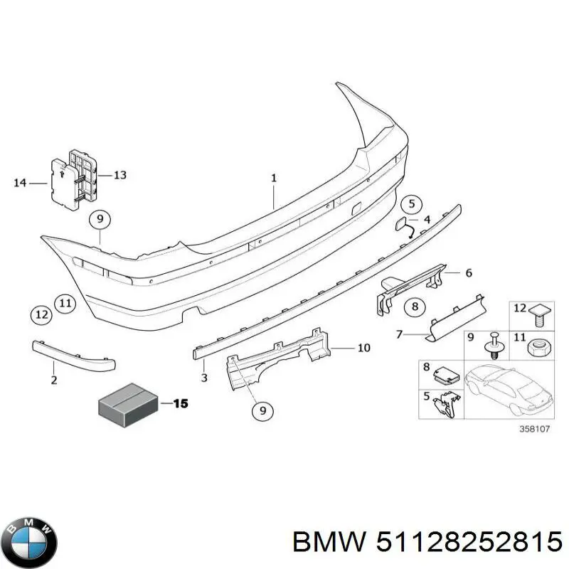 51128252815 BMW Захисна накладка на задній бампер