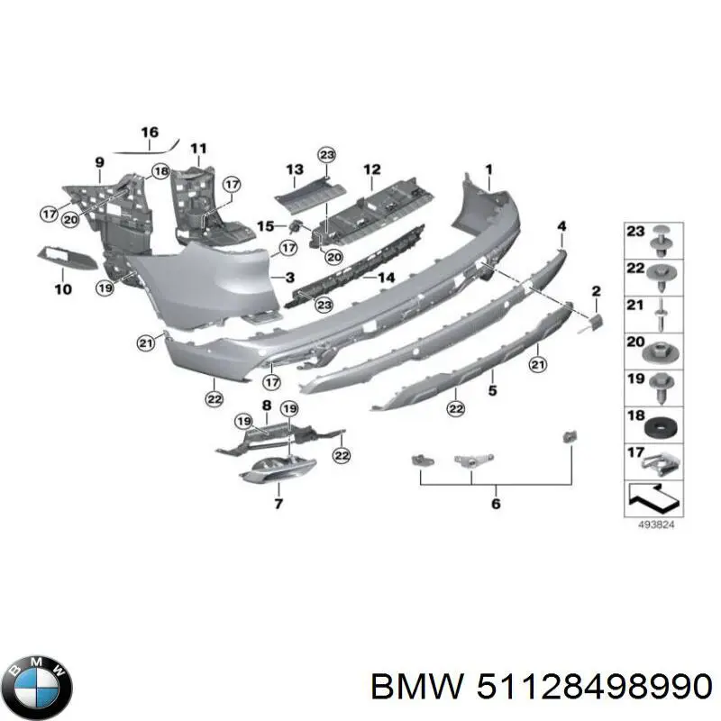Купити 51128498990 BMW Бампер задній, права частина