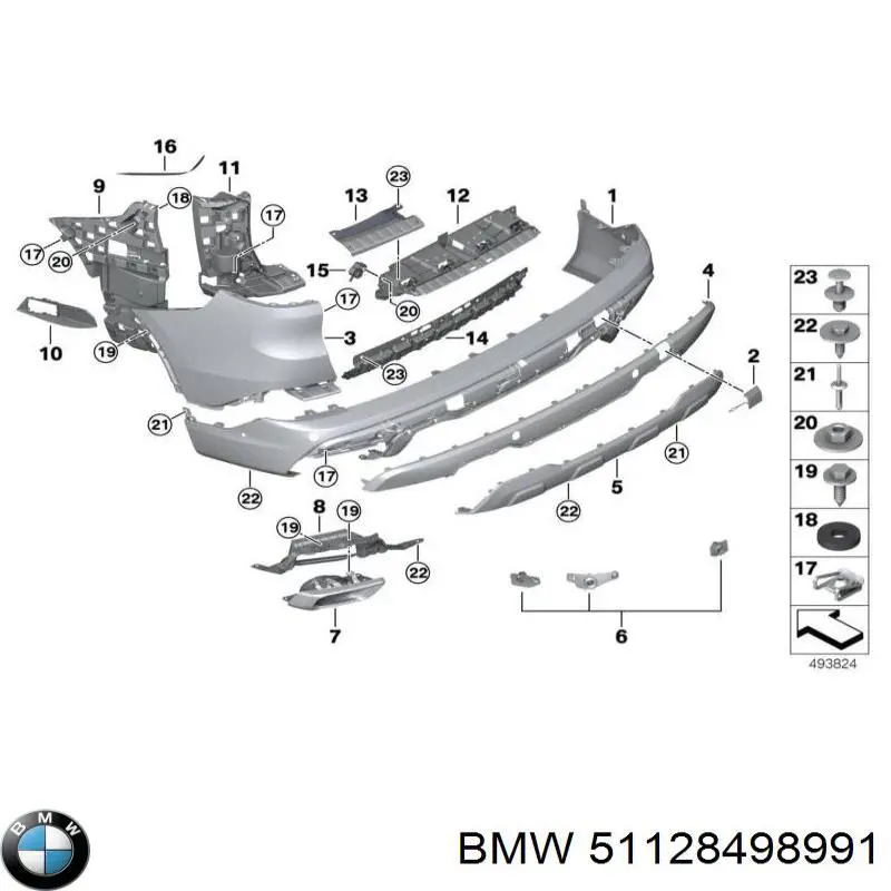 51128498991 BMW Бампер задній, нижня частина