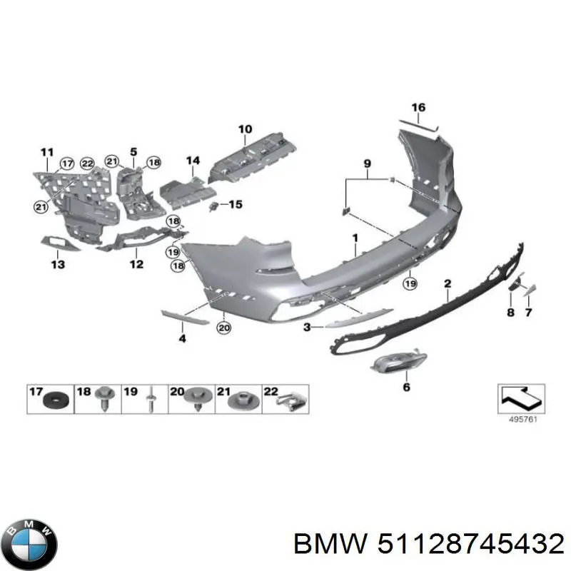 51128745432 BMW Накладка бампера заднього