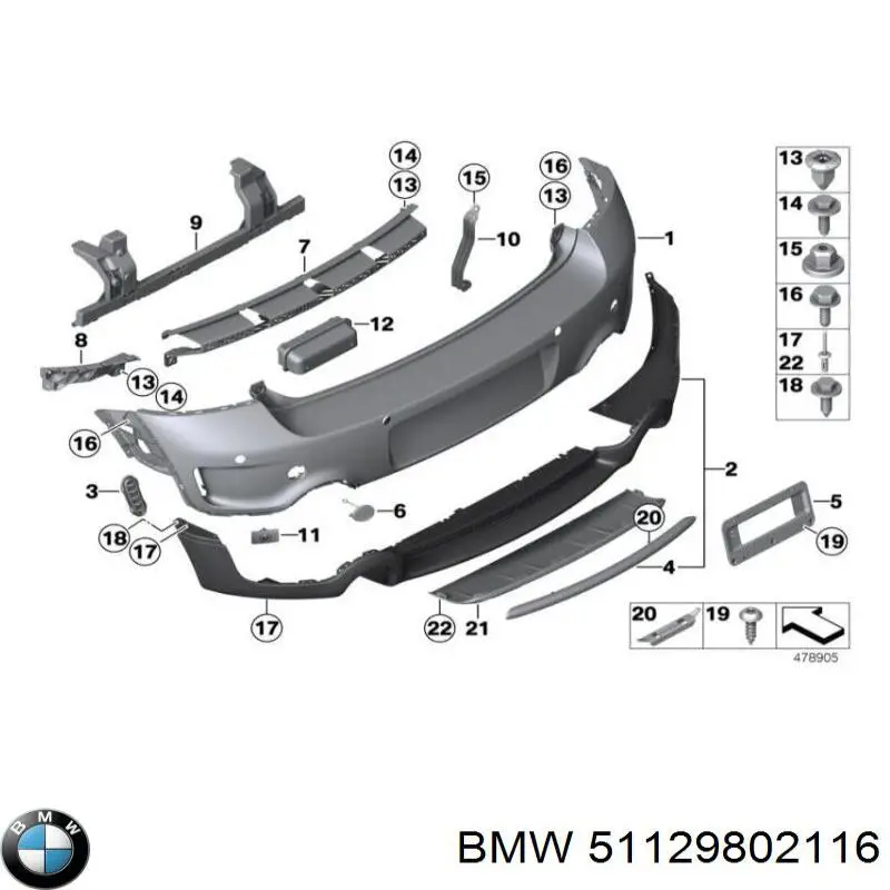 Направляюча заднього бампера, права BMW 51129802116 ціна, від 17.78 USD