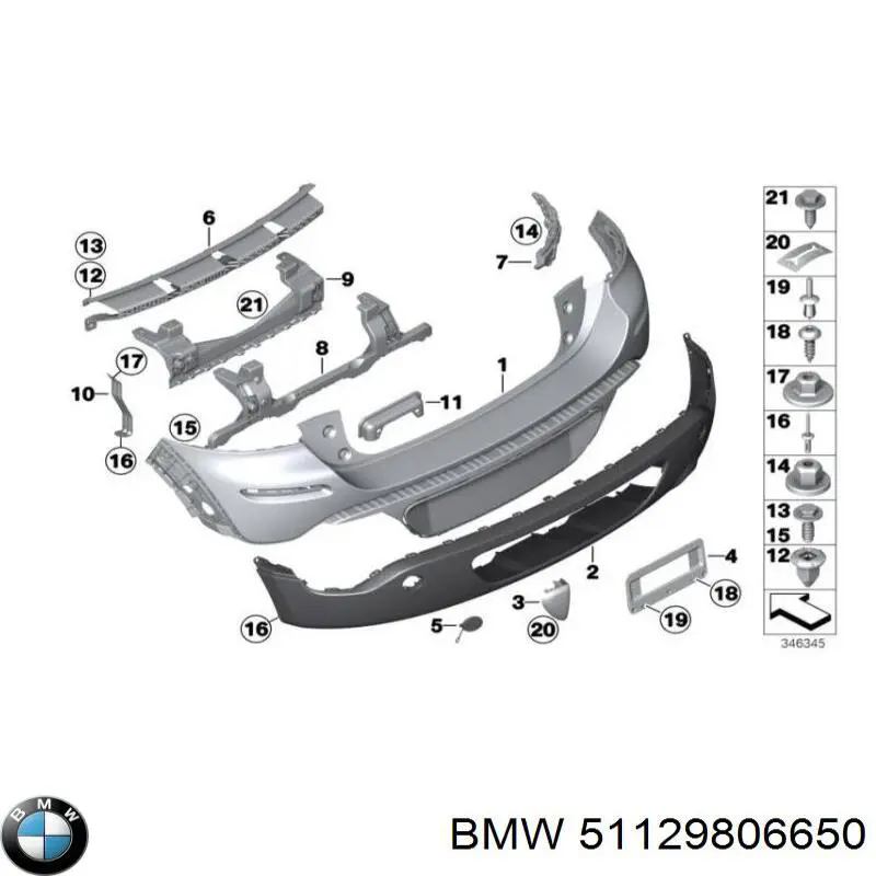 Заглушка бампера буксирувального гака, задня 51129806650 BMW