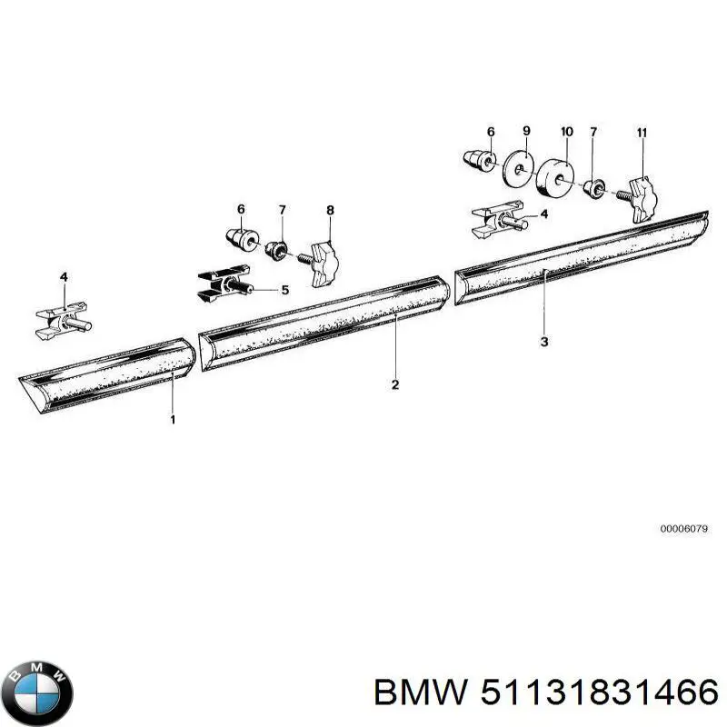 51131831466 BMW Молдинг передніх правих дверей, нижній