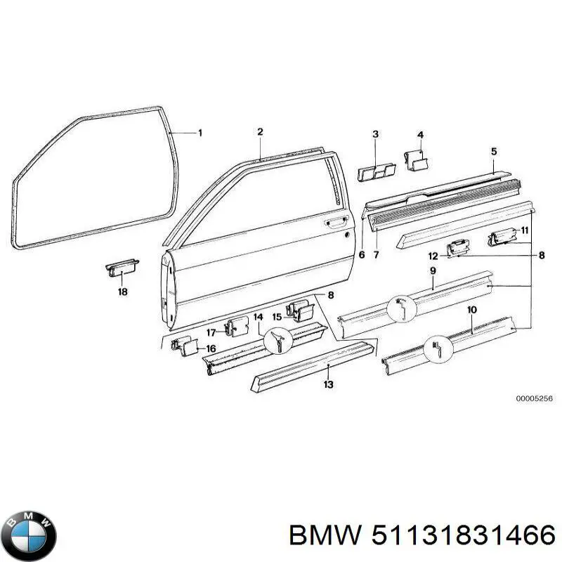 Молдинг передніх правих дверей, нижній на BMW 3 (E21)