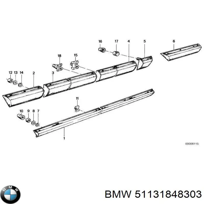 51131848303 BMW Молдинг передніх лівих дверей, нижній