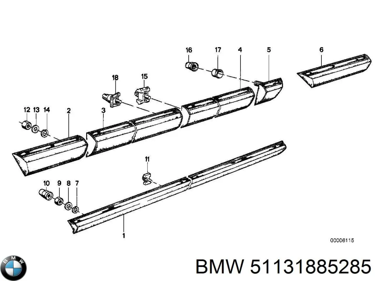 51131885285 BMW Накладка задніх лівих дверей, нижня