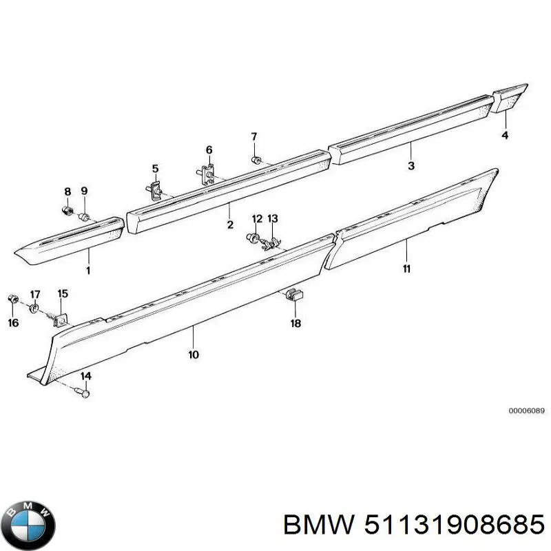 Купити 51131908685 BMW Молдинг задніх лівих дверей