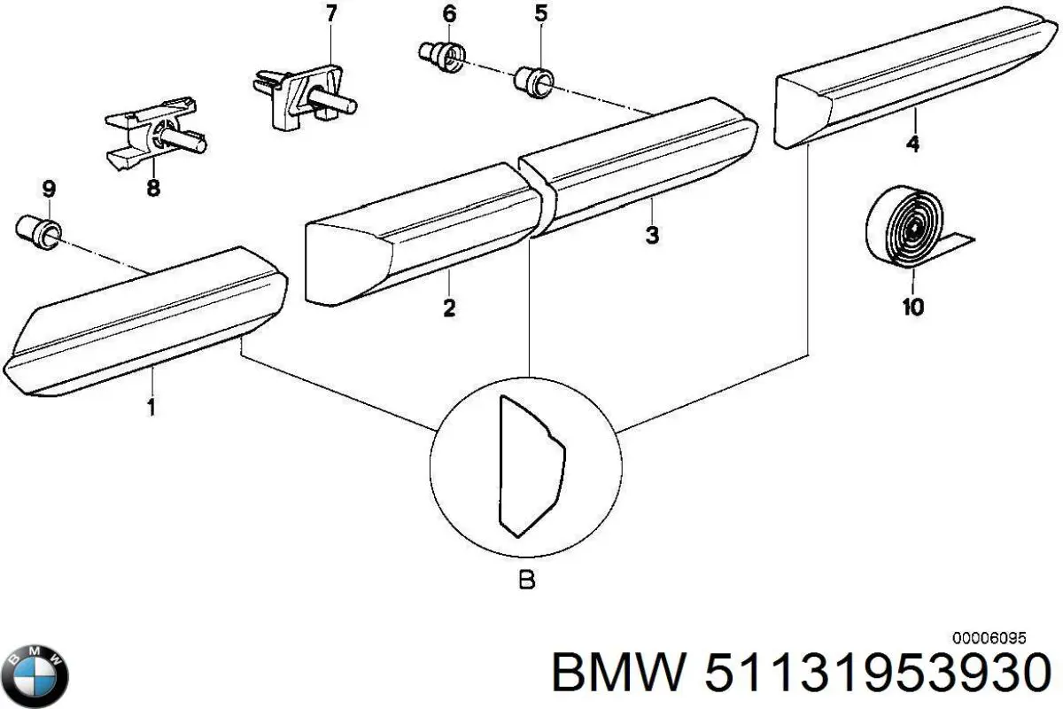 Молдинг передньої правої двері BMW 51131953930 ціна, від 25.33 USD