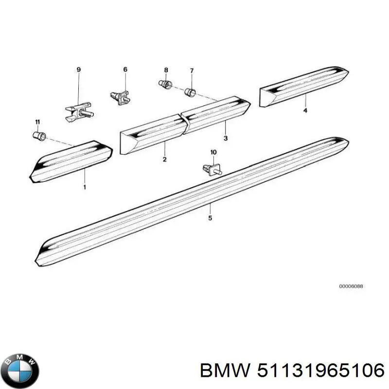 Купити 51131965106 BMW Молдинг заднього правого крила