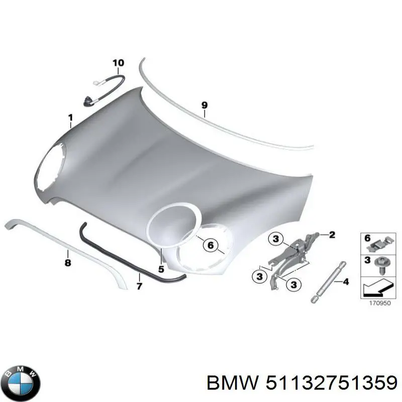 51132751359 BMW Накладка капота декоративна